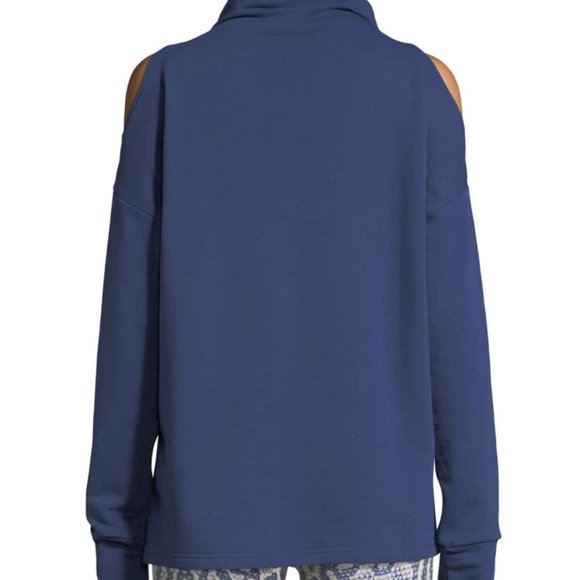 Revolve Varley Keystone Cold Shoulder Funnel Neck Sweatshirt Cobalt Blue S - Picture 11 of 12